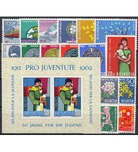 Schweiz 1962 postfrisch ** Nr. 747-763 Block 18