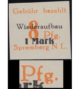 Deutsche Lokalausgabe Spremberg  Nr. 19B III postfrisch ** Plattenfehler