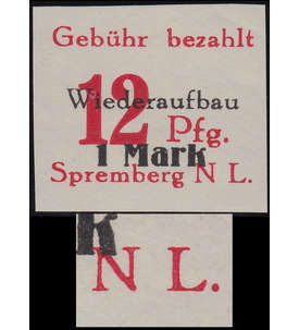 Deutsche Lokalausgabe Spremberg Nr. 20B VIII postfrisch **  Plattenfehler