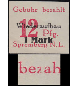 Deutsche Lokalausgabe Spremberg  Nr. 20B XI postfrisch ** Plattenfehler