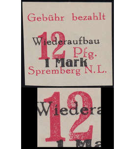 Deutsche Lokalausgabe Spremberg  Nr. 20B XII postfrisch ** Plattenfehler