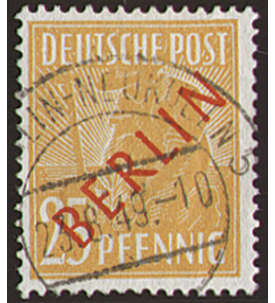 Berlin Nr. 27 gestempelt+signiert - 25 Pfennig Rotaufdruck -