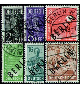 Berlin - Schwarzaufdrucke -  gestempelt  2,6,8,10,16,24 Pfennig