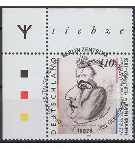 BRD Bund Nr. 1962 gestempelt Heine-Eckrandstck mit Rune