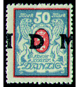 Danzig Dienstmarke Nr. 33 mit verschobenem Aufdruck postfrisch