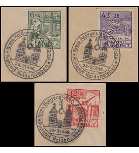 SBZ gestempelt mit Nr. 87-89A auf Briefstück