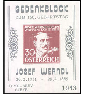 sterreich Vignettenblock - 150. Geburtstag Josef Werndl