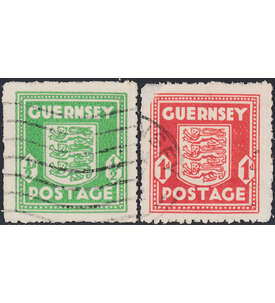 Deutsche Besetzung gestempelt mit Guernsey Nr. 1+2