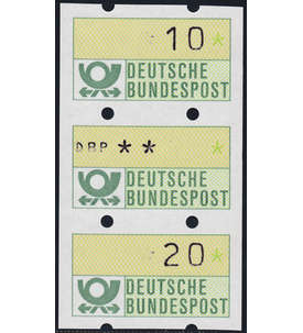 BRD Bund ATM Nr. 1 postfrisch ** 3er-Streifen mit den Wertstufen 10/Leerfeld/Wert