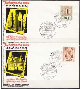 BRD Nr. 310/311a auf zwei Ersttagsbriefen INTERPOSTA, Hamburg 1959
