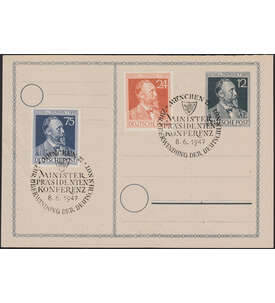 Alliierte Besetzung-Postkarte mit Zusatzfrankatur Nr. 963-964