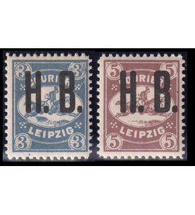 Stadtpost Leipzig postfrisch Courier Leipzig 3 + 5 Pfg. Werte mit Aufdruck H.B.