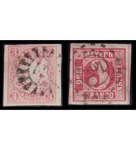 Bayern - Lot von 20 Ausgaben mit Nr. 9 u. 15 gestempelt Quadrat und Staatswappen