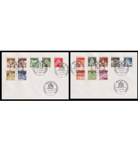 BRD Gro�e Bauten Nr. 489-503 komplett auf zwei dekorativen Sammlerbriefen
