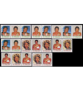 Michael Jackson Zusammendrucke 2 und 5 Dollarwerte postfrisch jeweils alle 4 Zusammendrucke