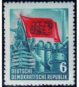 DDR Wasserzeichen postfrisch Nr. 344 Y I typgepr�ft und signiert K�nig Fahne 1953