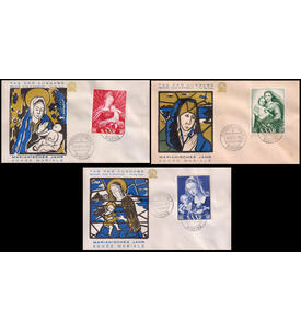 Saar Madonnen 1954 Nr. 351-353 jeweils auf Ersttagsbrief