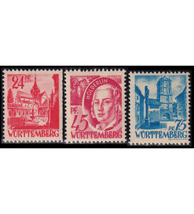 Frz. Zone W�rttemberg Nr. 8 vw, 9 vw und 11 vw postfrisch grobe Gummierung