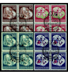 DDR Nr. 289-292 gestempelt im 4-er-Block Weltfestspiele