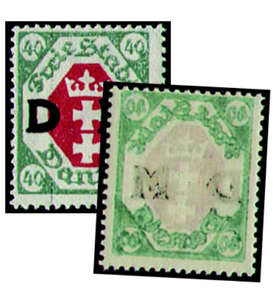 Danzig Dienstmarke Nr. 7 postfrisch Rückseitiger Abdruck des Markenrahmens