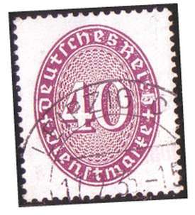 Deutsches Reich Dienstmarke Nr. 121Y gestempelt liegendes Wasserzeichen