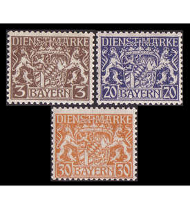 Bayern Dienstmarken Nr. 16x, 22x und 28x postfrisch geprft und signiert