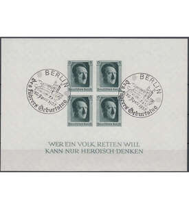 Deutsche Reich Block 8 mit Sonderstempel Berlin-Des Führers Geburtstag 1937 voll gummiert