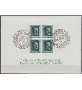 Deutsches Reich Block 8 mit Sonderstempel Nürnberg-Die Stadt d. Reichsparteitage voll gummiert