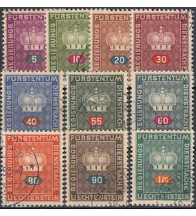 Liechtenstein Nr. D 35-44 gestempelt Dienstmarken 1950