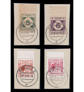 Deutsche Lokalausgabe Görlitz Nr. 5-6,11-12 gestempelt auf Briefstücken