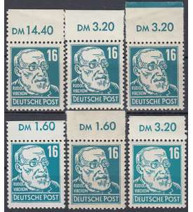 DDR Nr. 332 vaXI, vaXII, vbXI, vbXII, zaXI + zaXII postfrisch Oberrand