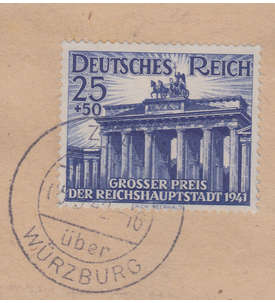 Deutsches Reich Nr. 803 auf Briefausschnitt Brandenburger Tor