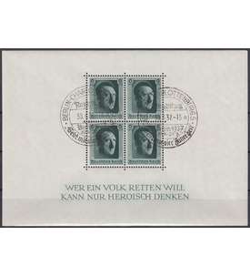 Deutsches Reich Block 7 mit SST Berlin-Charlottenburg 30.4.37 Ausstellung Gebt mir vier Jahr