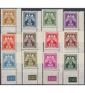 Böhmen und Mähren Nr. D13-24 Pl postfrisch Plattennummer Dienstmarken
