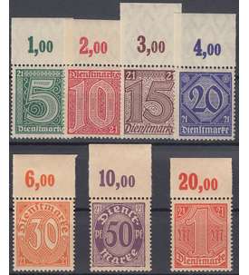 Deutsches Reich Dienstmarken Nr. 16-22 postfrisch ** Oberrand