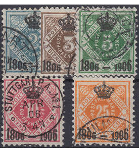 Wrttemberg Nr. 107-111 gestempelt
