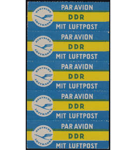 DDR Luftpostaufkleber 1962 5er-Streifen