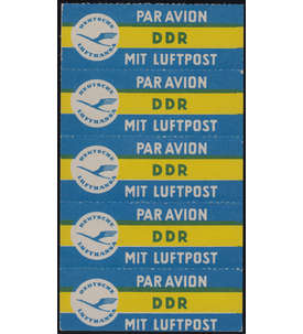 DDR Luftpostaufkleber 1962 5er-Streifen