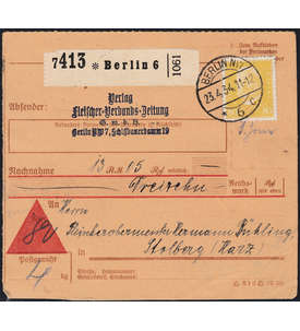 Deutsches Reich Nr. 437 auf Paketkarte