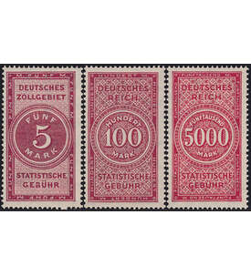 Deutsches Reich Zollmarken 3 postfrische Ausgaben