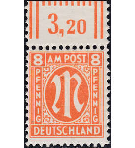 AM Post 8 Pfennig postfrisch ** Nr. 21 Cz vom Oberrand