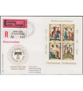 Liechtenstein Block 8 FDC Minnesnger 1970