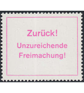 DDR Aufkleber postfrisch ** Zurck! Unzureichende ...!