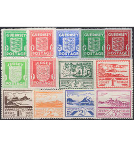Dt. Besetzung - Kanalinseln postfrisch , Guernsey Nr. 1-5 und Jersey Nr. 1-8