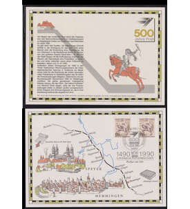 500 Jahre Post Sonderblatt frankfiert mit BRD Nr. 1445 und Berlin Nr. 860