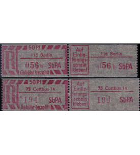 DDR - Einschreibezettel postfrisch Berlin und Cottbus