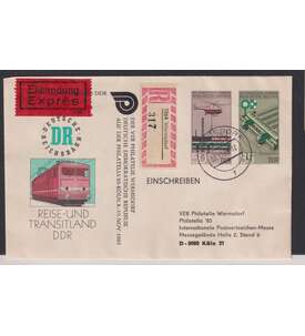 DDR-Ganzsache U 3 gestempelt mit Zudruck Eisenbahn zur Philatelia Kln 1985