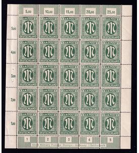 BiZone Nr. 35 postfrischer Bogen 1 Reichsmark AM-Postdeutscher Druck