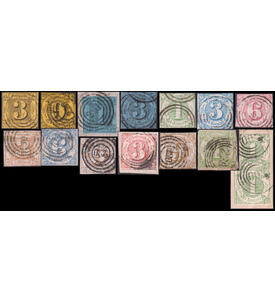 Thurn und Taxis - Lot I 15 ver. gestempelte Werte aus Nr. 6-51, dabei ein Paar