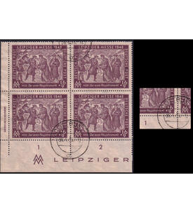 SBZ Leipziger Messe 1948 Nr. 198 VII DZ gestempelt 1 der Wertangabe m Farbstrich
